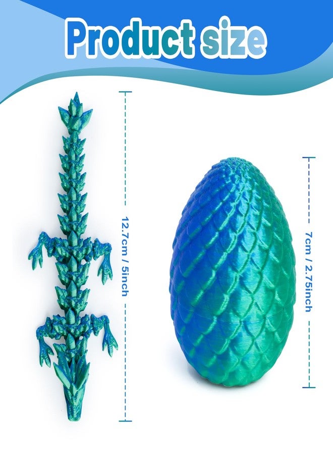 Flavery 4 Pack 3D Printed Dragon Egg Small, Easter Eggs with Dragon Inside, Articulated Crystal Dragon Fidget Toy, Desk Pet, 3D Printing Home Decor (Blue+red+Green+Glow in The Dark) - Image 4